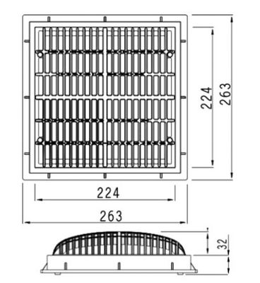 SS304 490x490 मिमी ऊपर जमीन तल मंजिल नाली