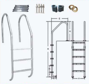 SL215 स्टेनलेस स्टील स्विमिंग पूल सीढ़ी